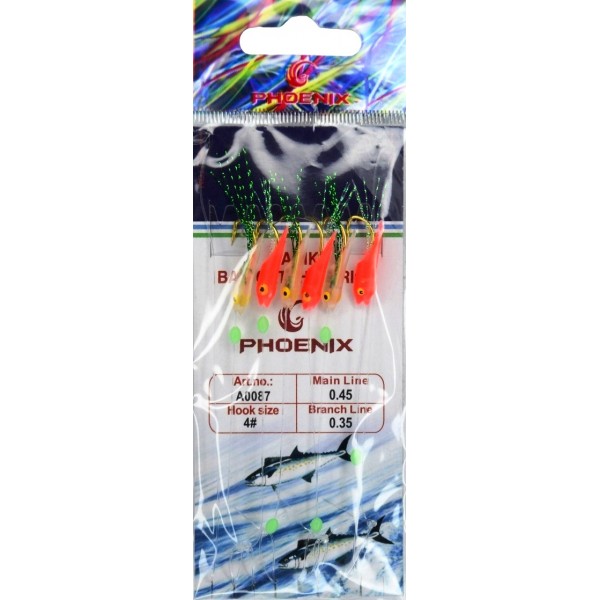 Снасть самодур, Phoenix A0087, 6 гачків, розмір №4